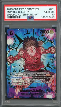 PSA 10 Monkey D. Luffy (SP Alt Art) PRB02 EB02-061 EN One Piece B16 - Image 1