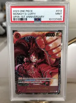 One Piece OP05 Monkey D. Luffy 1st Anniversary ST01-012 PSA 9 English - Image 1