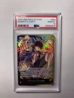 Bandai One Piece TCG Monkey D. Luffy Leader ST13-003 Foil PSA 10 (Ultra Deck) - Image 1