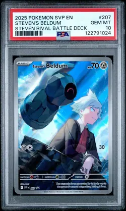 Pokemon 2025 SVP EN-SV Black Star Promo #207 Steven's Beldum PSA 10 - Image 1