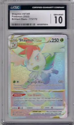 2022 POKEMON 173/172 SHAYMIN VSTAR RAINBOW RARE HOLO BRILLIANT STARS CGC 10 - Image 1