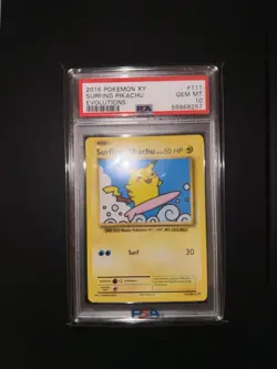 2016 POKEMON XY EVOLUTIONS #111 SURFING PIKACHU PSA 10 - Image 1