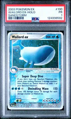 PSA 1 Pokemon Wailord ex 100/100 EX Sandstorm Ultra Rare Holo SWIRL - Image 1