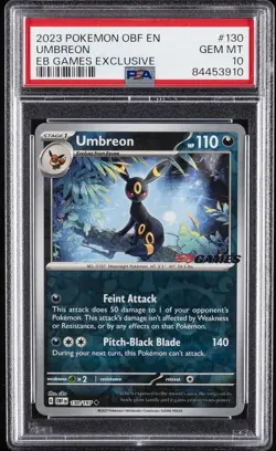 2023 POKEMON OBF EN-OBSIDIAN FLAMES EB GAMES EXCLUSIVE #130 UMBREON PSA 10 - Image 1