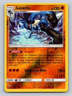 LUCARIO 71/147 HOLO R BURNING SHADOWS POKEMON REVERSE HOLO NM - Image 1