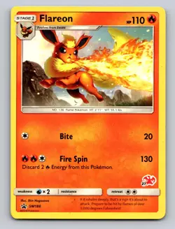 FLAREON - SM186 (#44 CHARIZARD STAMPED) SM186 P BATTLE ACADEMY POKEMON NM - Image 1
