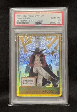 PSA 10 Dracule Mihawk DON Card OP14 Gold Alt Art One Piece Japanese GEM MINT - Image 3