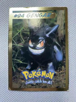 Gengar #94 94 Pokemon Cut Card Hasbro Toy Wishes Magazine 1999 Gold Foil Border - Image 2