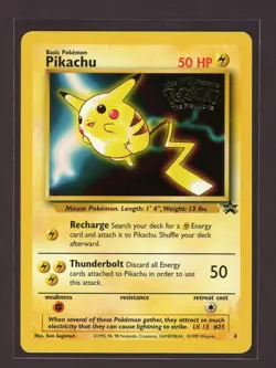 Pikachu Non-Holo 1999 WOTC Pokemon Card Black Star PROMO 4 NM/M - Image 1
