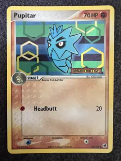 Pupitar 58/101 EX Dragon Frontiers Reverse Holo Stamped Pokemon Card NM - Image 1