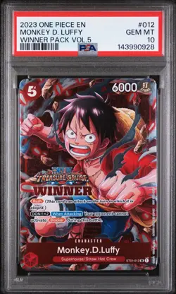 2023 MONKEY D. LUFFY TREASURE CRUISE WINNER VOL.5 ONE PIECE PSA 10 st01-012 - Image 1