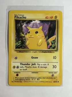 1999 Pikachu Vintage Pokemon Card 58/102 Base Set 40HP - Image 1