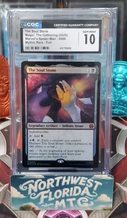 Graded MTG Card - CGC Gem Mint 10 - Marvel's Spider-Man - The Soul Stone (Foil) - Image 1