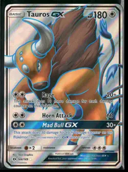 Tauros GX (Full Art) 144/149 Holo Ultra Rare SM Base Set Pokemon Lightly Played - Image 1