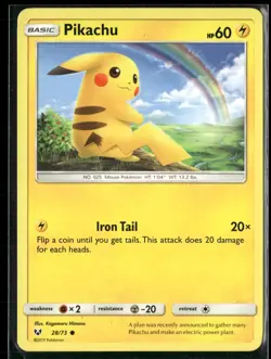 Pikachu 28/73 Common Shining Legends Pokemon Near Mint - Image 1