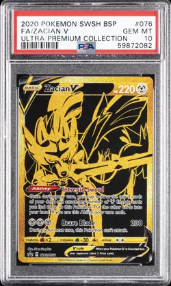 2020 POKEMON SWSH BLACK STAR PROMO #076 FULL ART/ZACIAN V PSA 10 - Image 1
