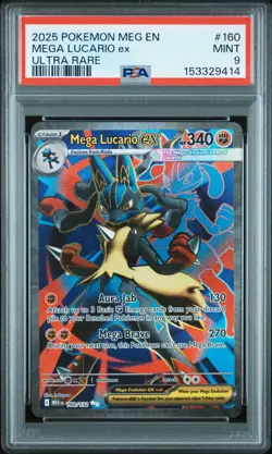 2025 POKEMON MEG EN-MEGA EVOLUTION ULTRA RARE #160 MEGA LUCARIO EX PSA 9 - Image 1