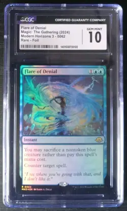 Mtg Flare of Denial (CGC) 10 Modern Horizons 3 Rare Foil [2024] - Image 1