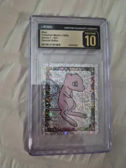 Pokemon Merlin Series 1 1998 Mew S23 Special Glitter Pristine CGC 10 - Image 1