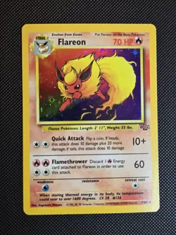 Pokemon TCG Flareon Holo Rare Card 3/64 Jungle Set 1999 Near Mint - Image 1
