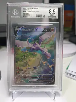 Pokemon 2022 Sword & Shield Lost Origin Aerodactyl v Card 180/196 BGS 8.5 - Image 1