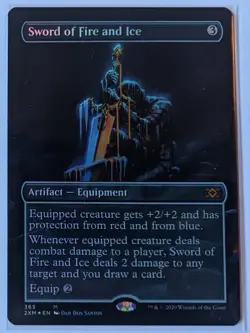 MTG English Magic Card FOIL BORDERLESS N/M SWORD OF FIRE AND ICE, Double Masters - Image 1