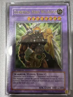 PSA 8 Elemental Hero Wildedge EEN-EN035 Ultimate Rare 1st Edition Yugioh EURO - Image 2