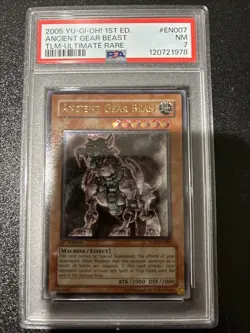 YUGIOH PSA 7 Ancient Gear Beast TLM-EN007 Ultimate Rare 1st Edition EURO - Image 1