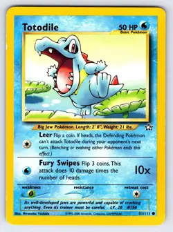 Totodile 81/111 2000 Neo Genesis Pokemon Card TCG Vintage WOTC Nintendo - Lp/Mp - Image 1