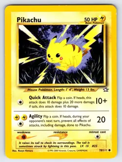 Pikachu 70/111 2000 Neo Genesis Pokemon Card TCG Vintage WOTC Nintendo Common Mp - Image 1