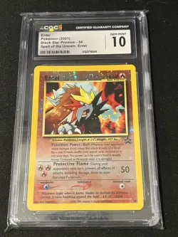 CGC 10 Entei Pokemon (2001) Black Star Promos #3 - Reverse Holo TCG Pokemon - Image 1