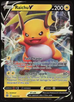 Raichu V 045/172 Holo V Rare Brilliant Stars Pokemon Near Mint - Image 1