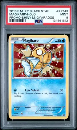 2016 POKEMON XY BLACK STAR PROMO SHINY MEGA GYARADOS #XY143 MAGIKARP-HOLO PSA 9 - Image 1
