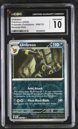 CGC 10 Umbreon 059/131 Reverse Holo Prismatic Evolutions English Pokemon Card - Image 1