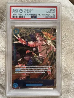 2025 ONE PIECE 3RD ANV TOURNAMENT 3 BROTHERS PACK WINNER ACE AND SABO PSA 10 - Image 1