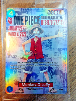 Monkey D. Luffy One Piece US Voyage College Basketball Promo Card UH - Image 1