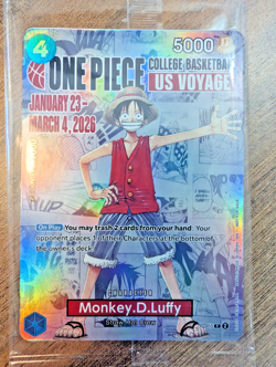 Monkey D. Luffy One Piece US Voyage College Basketball Promo Card UH - Image 2