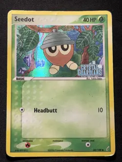 Seedot Pokemon Card 60/100 EX Crystal Guardians Reverse Holo Foil Stamped HP/DMG - Image 1