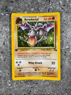 Pokemon Prerelease 1st Edition Aerodactyl 1/62 Fossil Pre-release Holo EXC-NM - Image 1