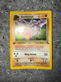 Pokemon Prerelease 1st Edition Aerodactyl 1/62 Fossil Pre-release Holo EXC-NM - Image 3