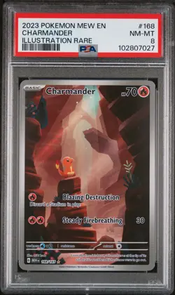 PSA 8 Charmander 168/165 - 🌊 Illustration Rare 151 Pokemon TCG 🖤 NM-MT - Image 1