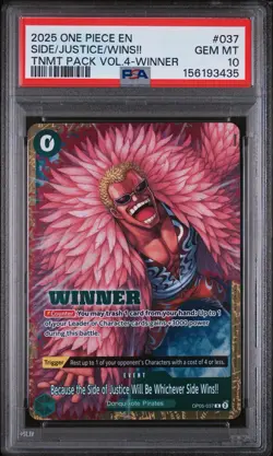 PSA 10 2025 ONE PIECE TOURNAMENT PACK VOL.4 037 WHICHEVER SIDE WINS!! WINNER 💎 - Image 1