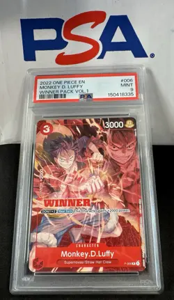 WINNER MONKEY D. LUFFY P-006 Tournament Pack Vol.1 PSA 9 Mint One Piece - Image 1