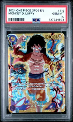 2024 ONE PIECE OP09-EMPERORS IN THE NEW WORLD #119 MONKEY D. LUFFY PSA 10 - Image 1