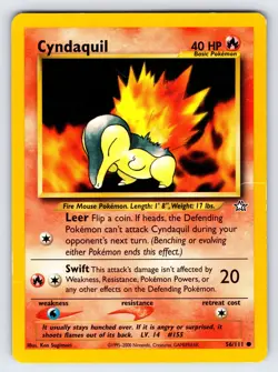 Cyndaquil 56/111 2000 Neo Genesis Pokemon Card TCG Vintage WOTC Nintendo - Mp - Image 1