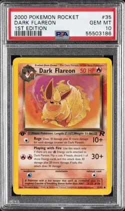 2000 POKEMON ROCKET 1ST ED #35 DARK FLAREON PSA 10 - Image 1