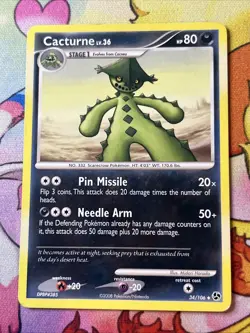 Cacturne - 34/106 - Uncommon LP, English Pokemon Great Encounters - Image 1