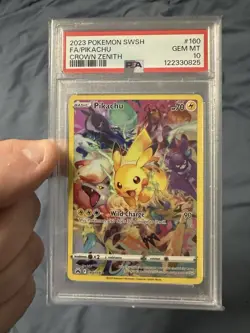 2023 POKEMON SWORD & SHIELD CROWN ZENITH #160 FULL ART/PIKACHU PSA 10 - Image 1
