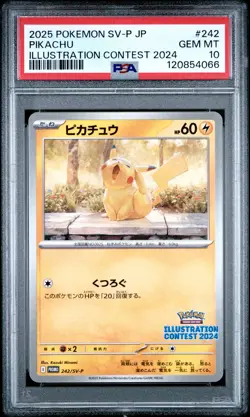 2025 POKEMON JPN SV-P PROMO ILLUSTRATION CONTEST 2024 #242 PIKACHU PSA 10 - Image 1