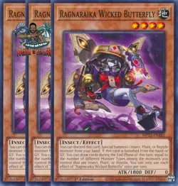 Yugioh! 3x Ragnaraika Wicked Butterfly MP25-EN382 Common 1st Ed NM - Image 1